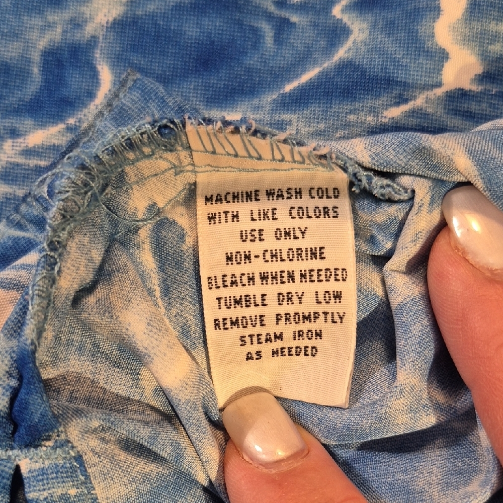 Arizona Jean Company Blue and White Golf Casual Button Down Shirt - Picture 6 of 9